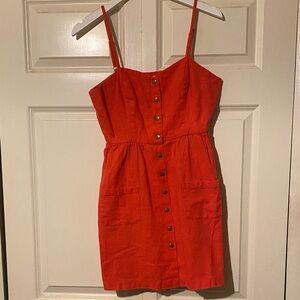 Red Button-Front Sundress